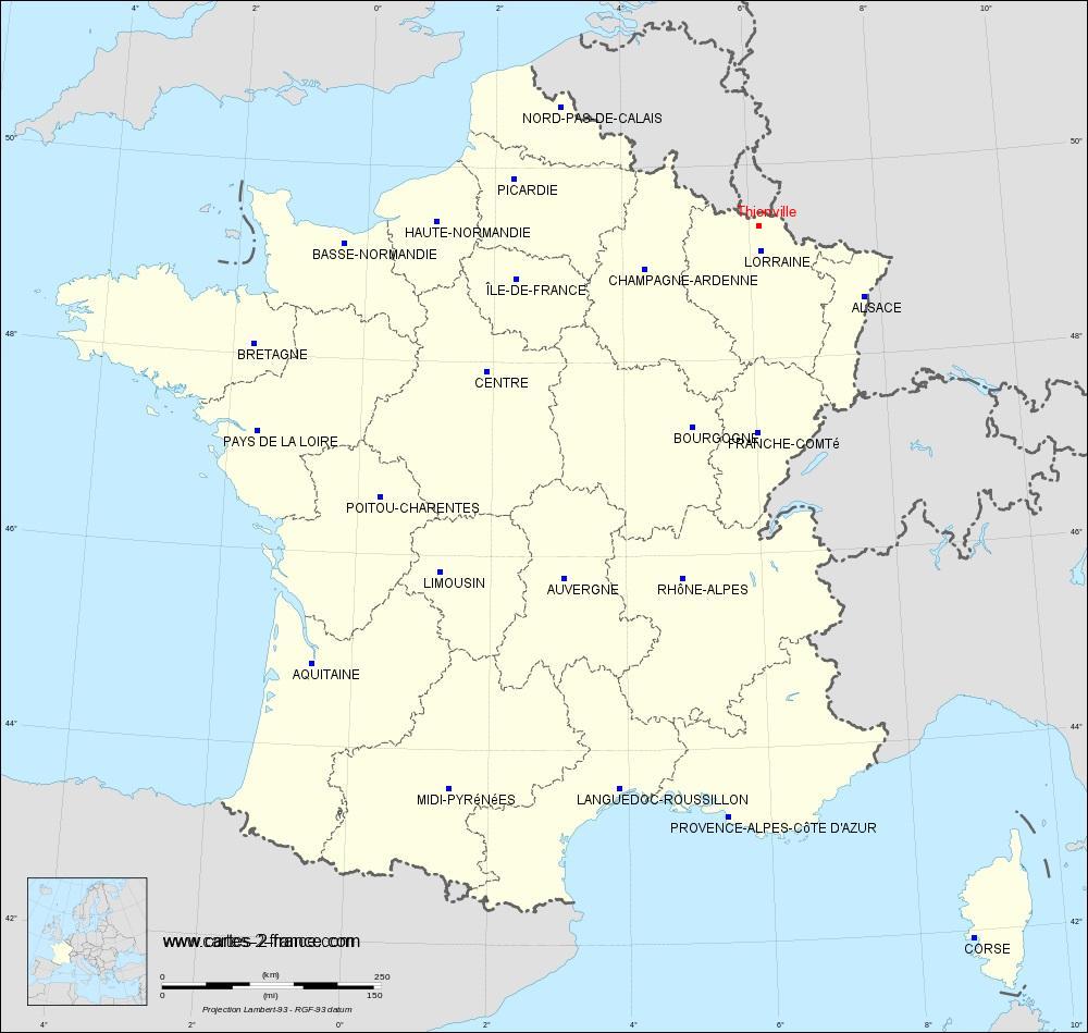 CARTE DE THIONVILLE : Situation géographique et population de Thionville, code postal 57100