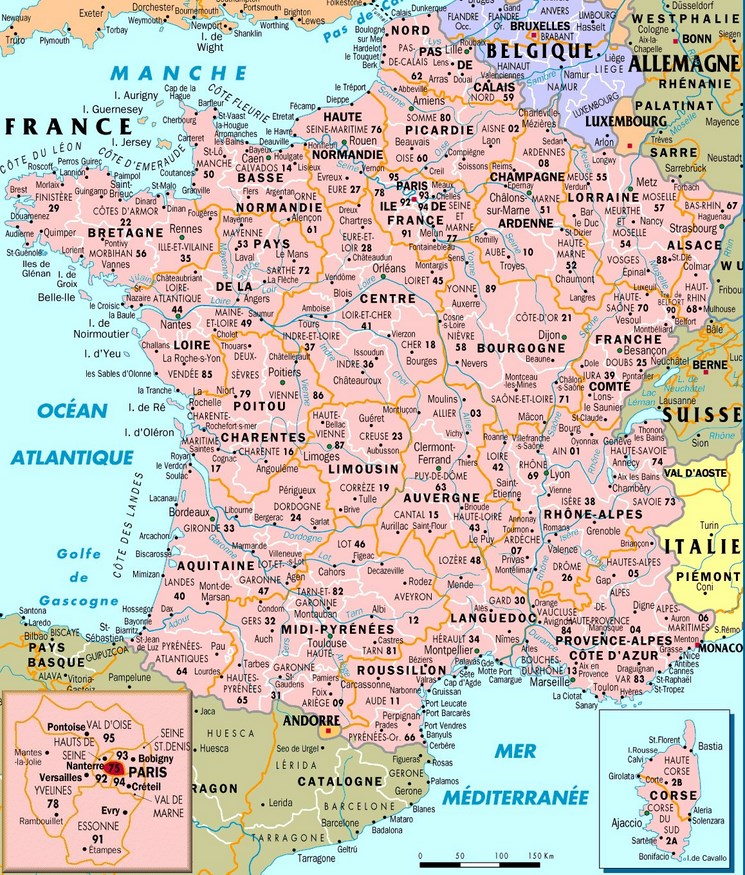 Carte de France départements - Voyages - Cartes