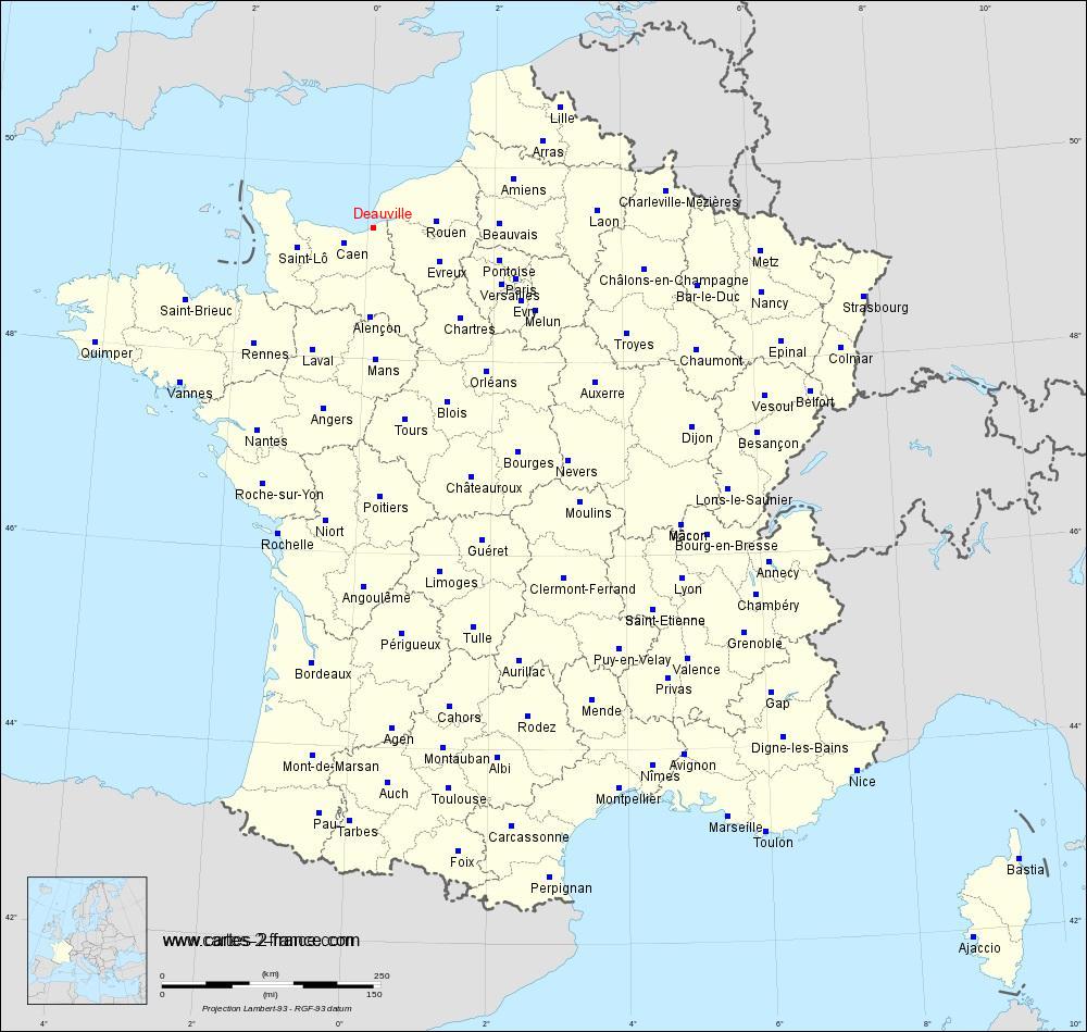 CARTE DE DEAUVILLE : Situation géographique et population de Deauville, code postal 14800