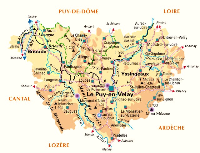CARTE DEPARTEMENT HAUTE LOIRE D partement Haute Loire Et Codes 