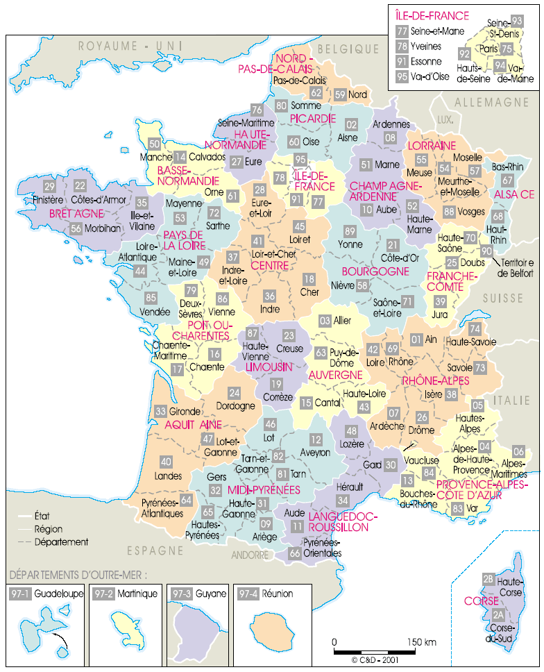 Carte des regions francaises