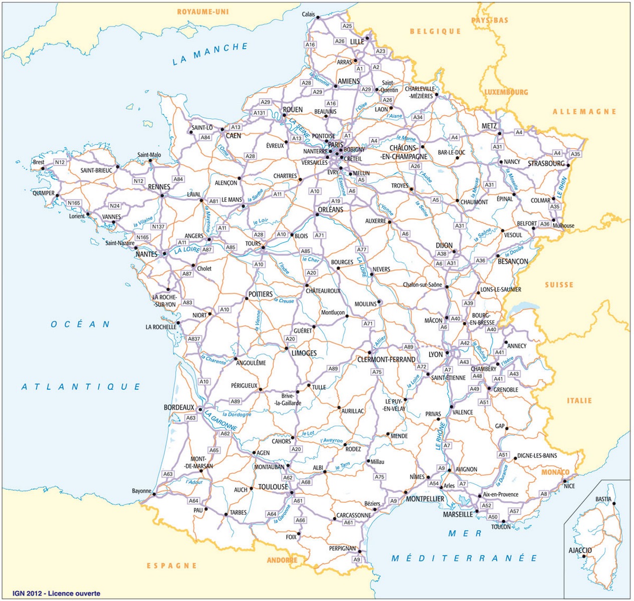 departements francais autoroutes