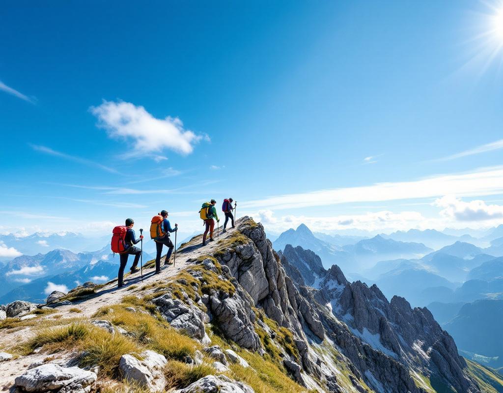 Wanderer auf dem Gipfel des Nationalparks Écrins