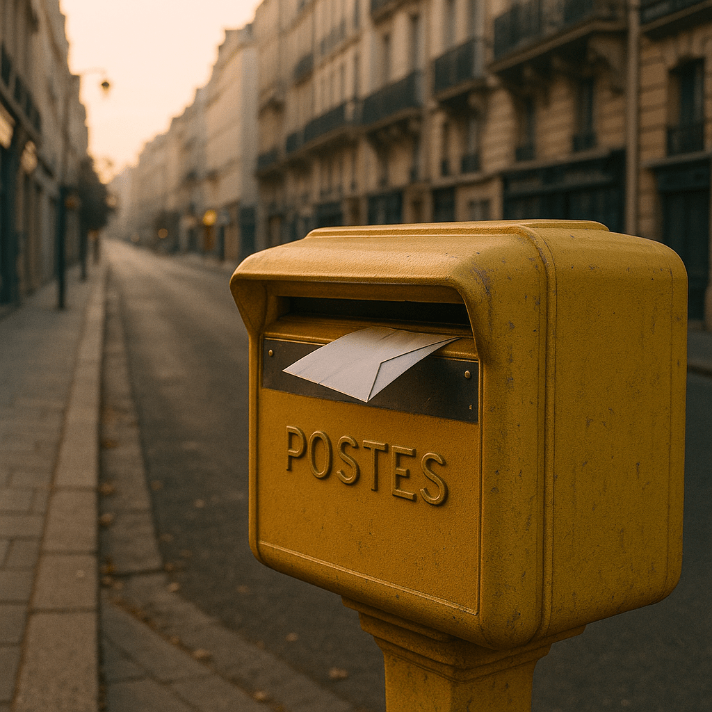 Mailbox on a street in a French town