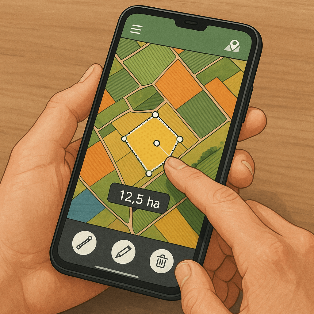Mobile application measuring the gross agricultural area for SAU calculation