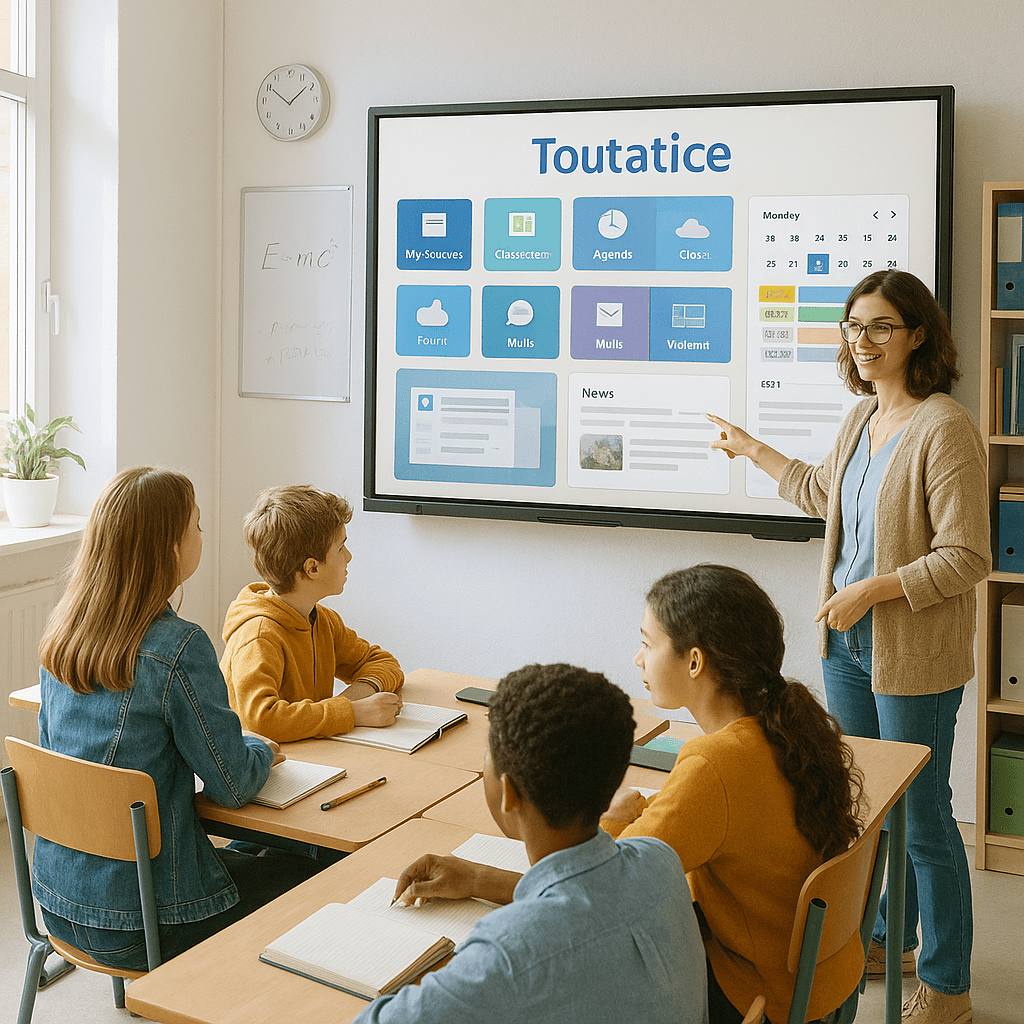 Clase colaborativa utilizando la plataforma Toutatice en una pizarra digital