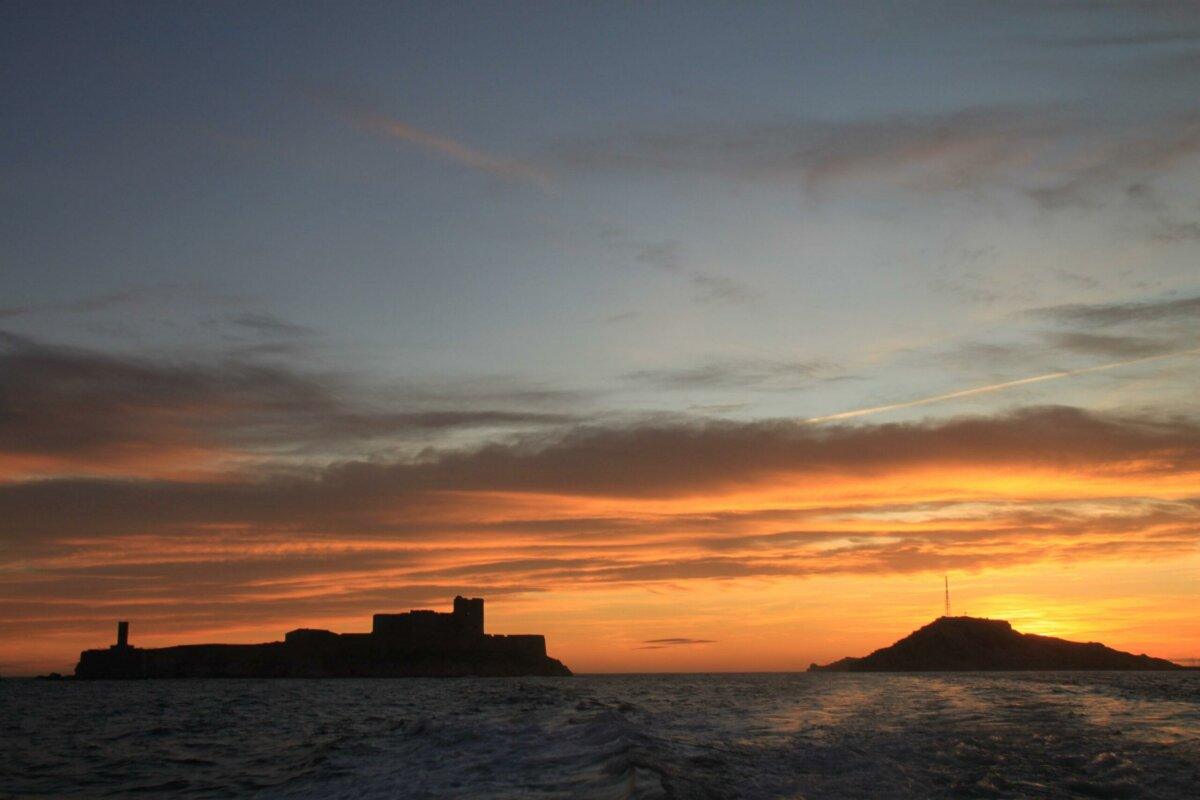 Sunset over the Château d’If and the Frioul Islands off Marseille