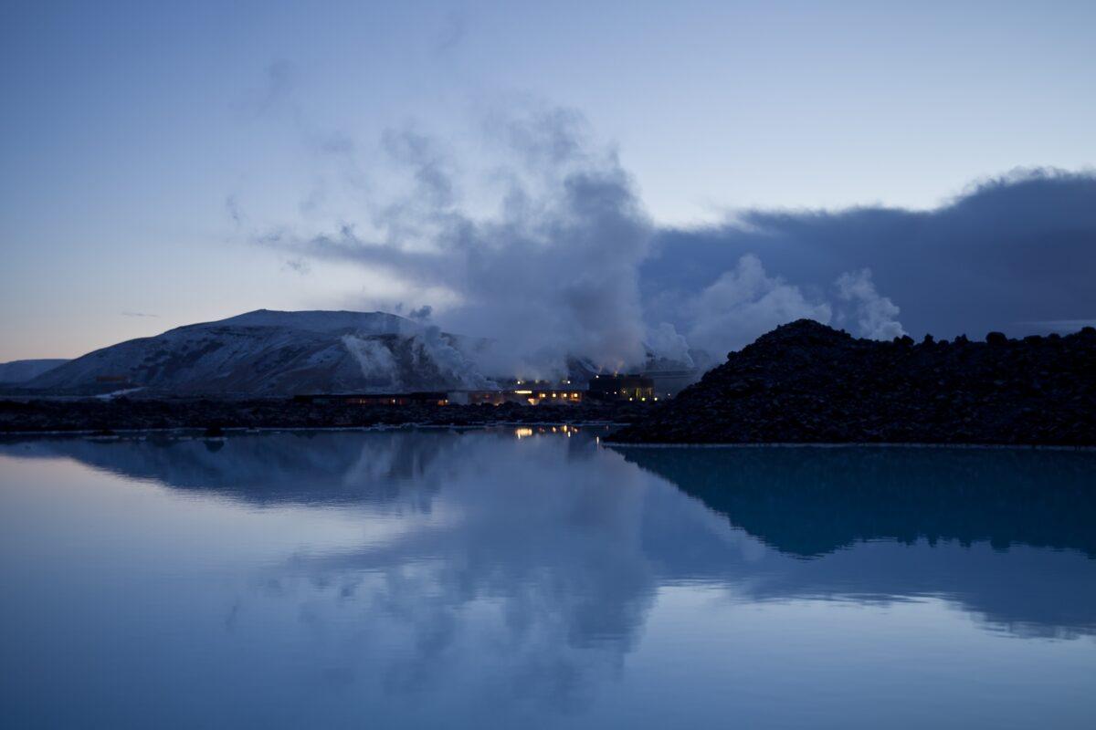 Iceland: Blue Lagoon at twilight on the Reykjanes Peninsula