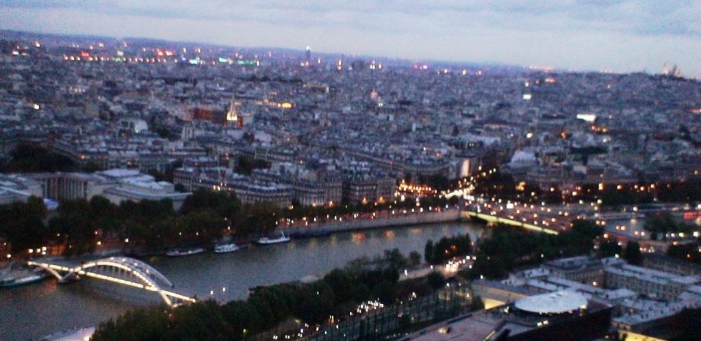 Paris at sunset: panoramic view from the Eiffel Tower