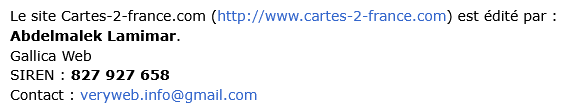 Informations éditeur Cartes 2 France : Abdelmalek Lamimar, Gallica Web, SIREN 827 927 658