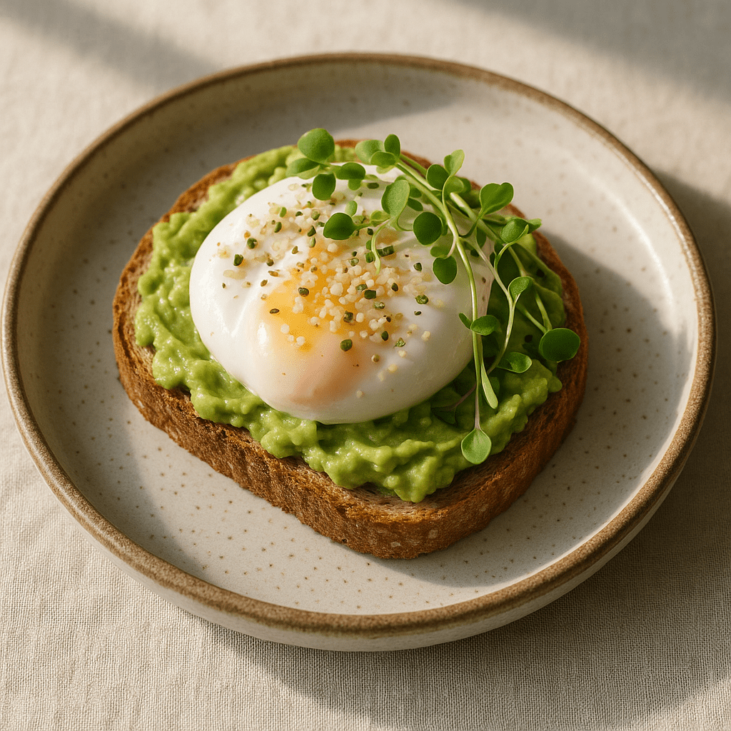 Tostada de aguacate con huevo pochado y semillas
