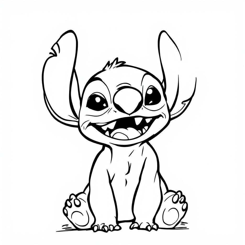 Coloriage de Stitch rieur &agrave; imprimer