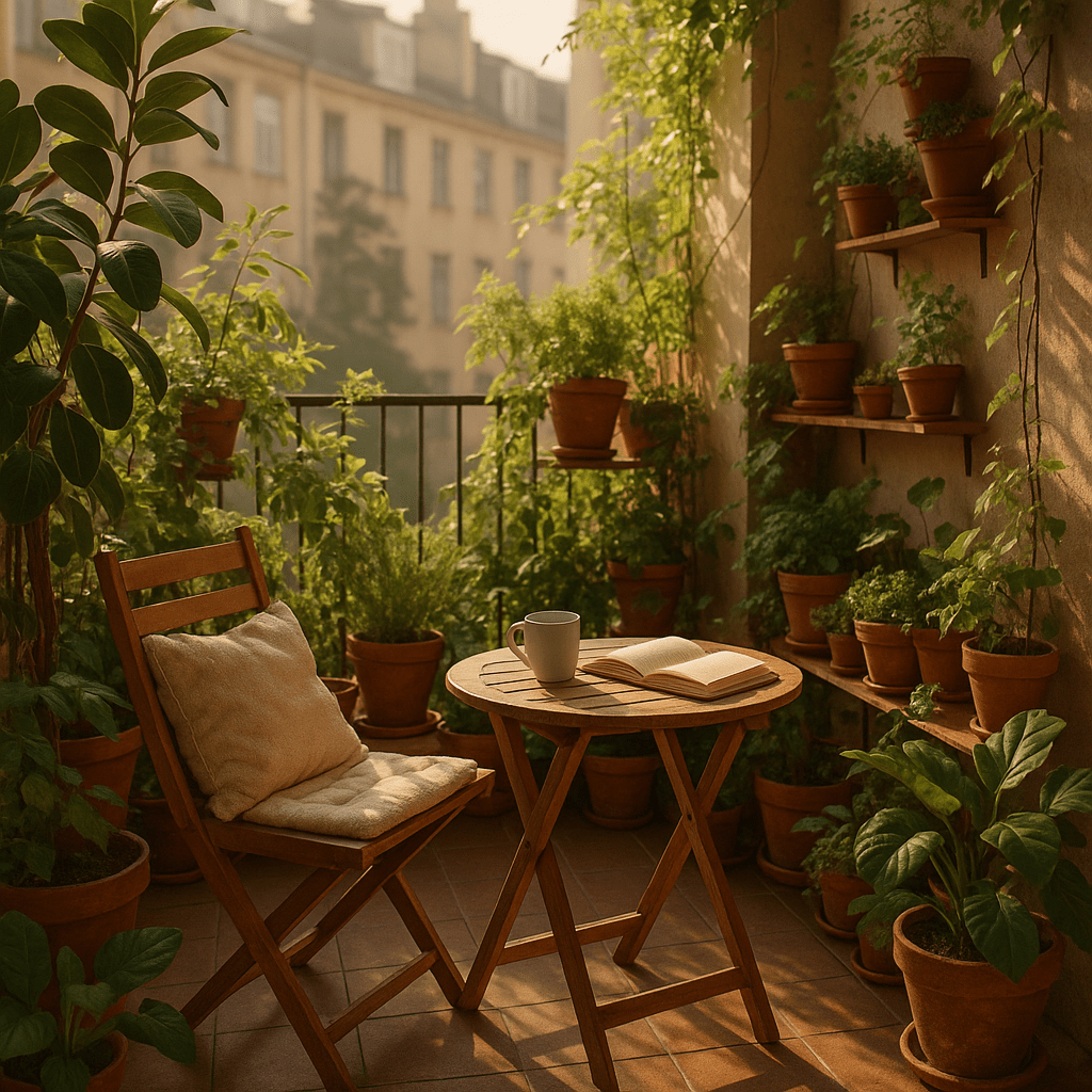 Balcon urbain am&eacute;nag&eacute; pour le slow living