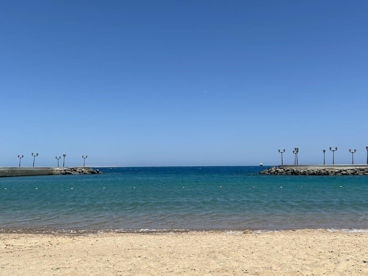 Sandy beach and turquoise sea at Hurghada on the Red Sea