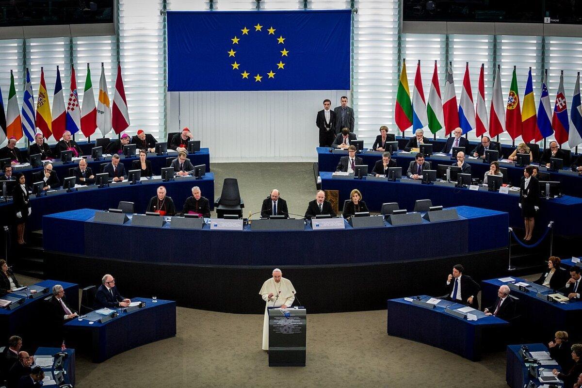 Visita del papa Francisco al Parlamento Europeo de Estrasburgo.