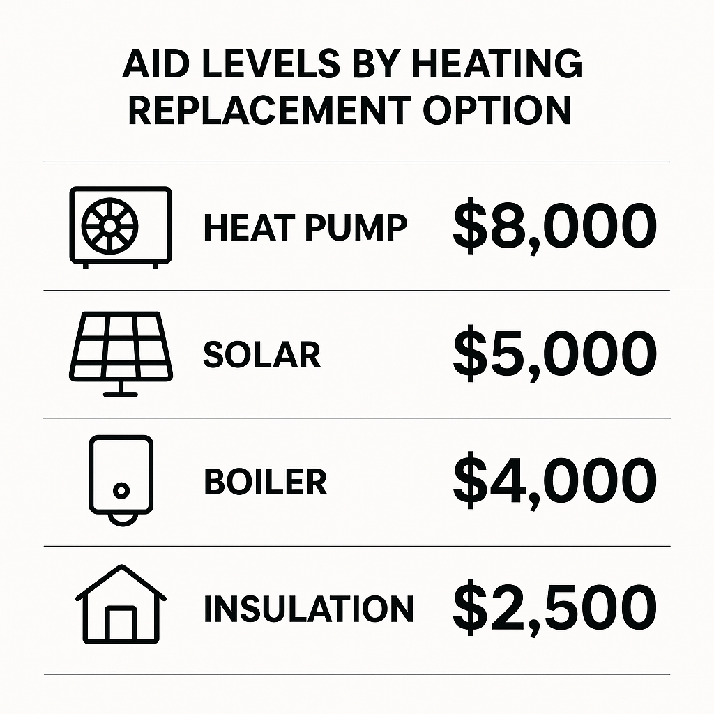 Comparatif des aides selon chaudière à condensation, pompe à chaleur ou biomasse