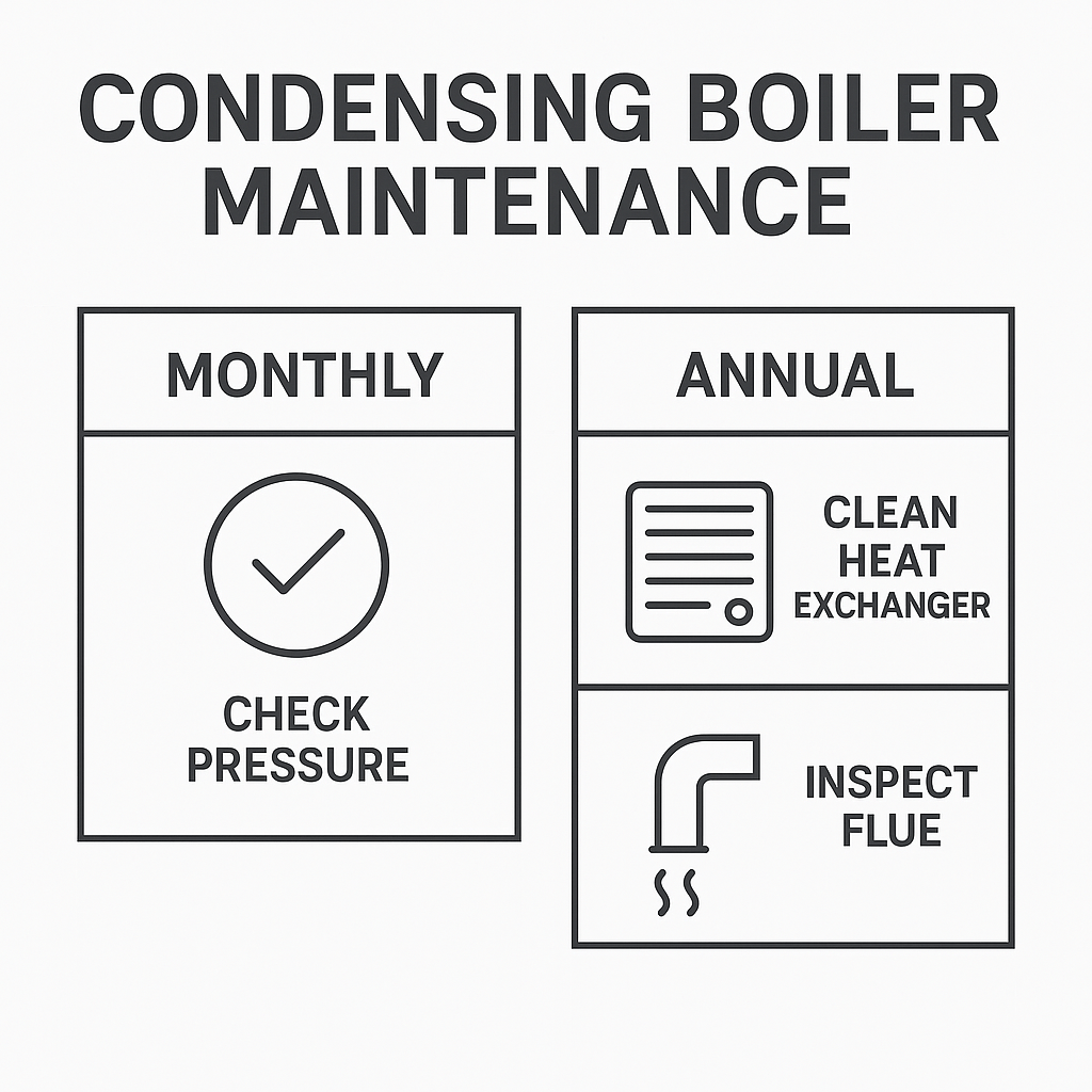 Infographie entretien chaudière à condensation, ramonage et contrôle