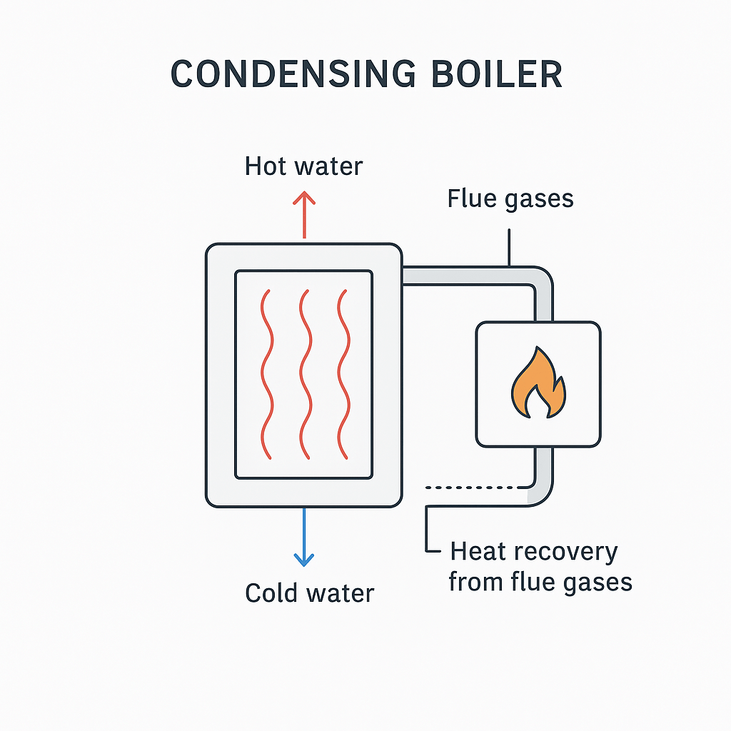 Schéma chaudière à condensation et échangeur de chaleur