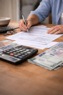real estate financing simulation with calculator, documents and budget for a project in Perpignan