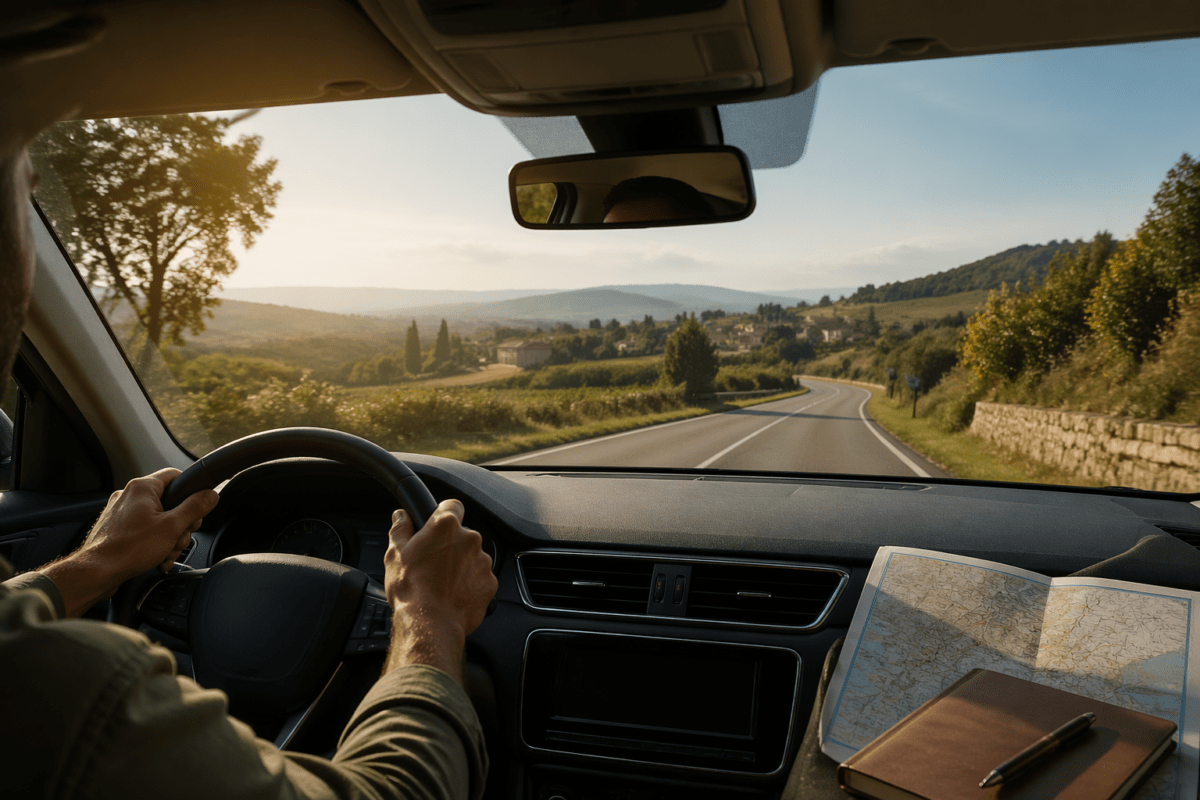 View from inside a car s