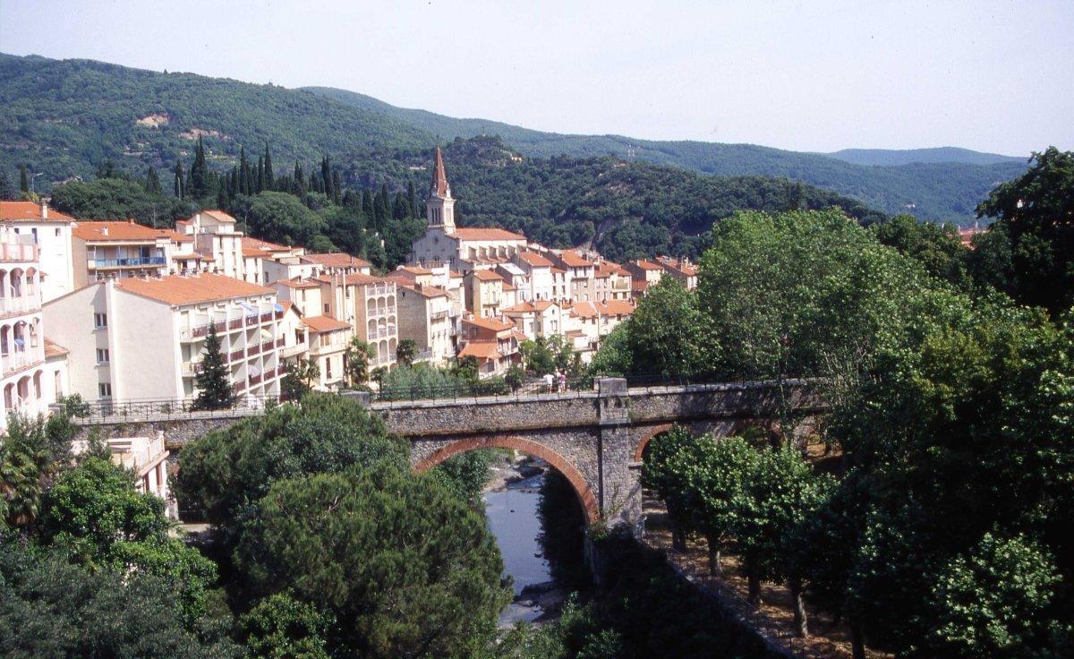 General view of Amélie-les-Bains-Palalda from the thermal baths in Vallespir