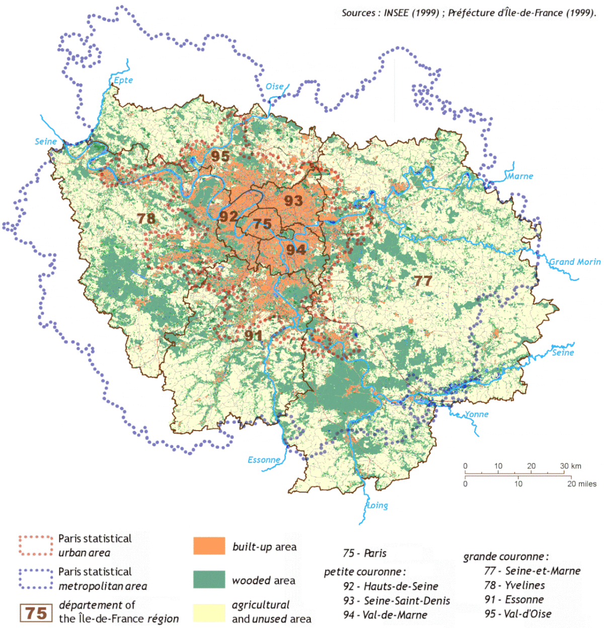 Carte Paris Data de l’aire métropolitaine parisienne et du réseau de métro